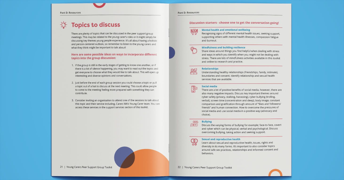 Young Carers Peer Support Toolkit pages